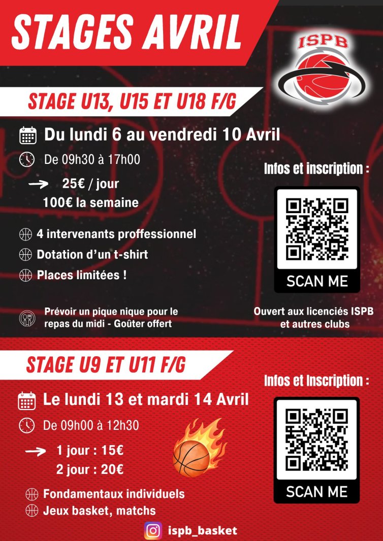 Stages Vacances d'Avril