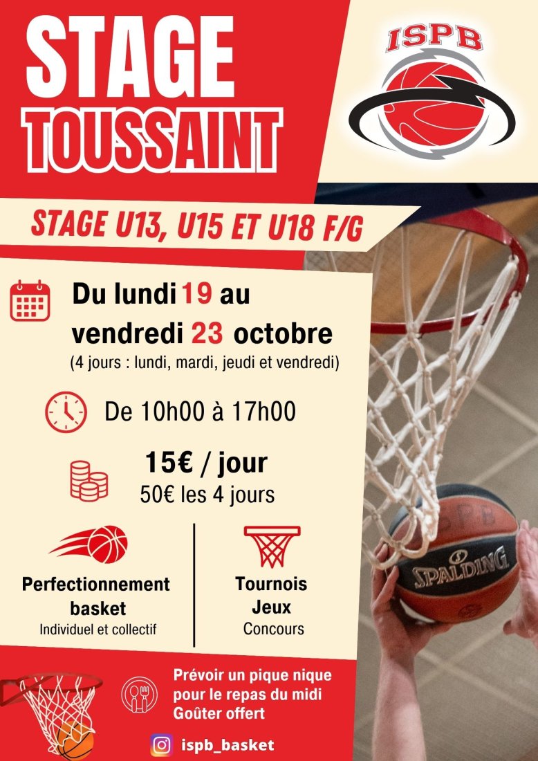Stage Toussaint U13 U15 U18 ISPB 🏀